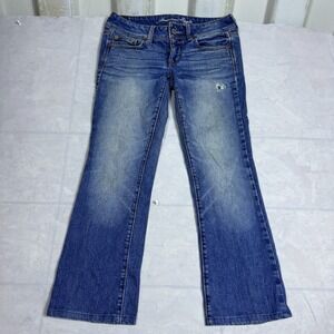 American Eagle Womens Bootcut Jeans Blue Denim Five Pockets Slim Fit 6 Short